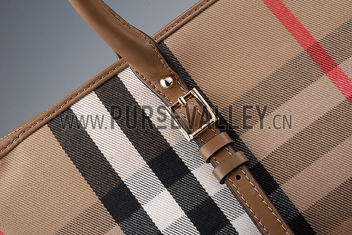 Burberry Medium Bridle House Check Tote Bag Brown 607782