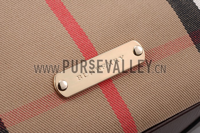 Burberry Medium Bridle House Check Tote Bag Dark Brown 607783