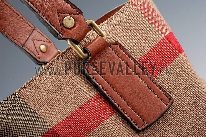 Burberry Medium Canvas Check Tote Bag Brown 607801