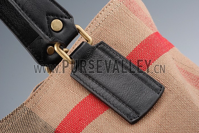 Burberry Medium Canvas Check Tote Bag Black 607803