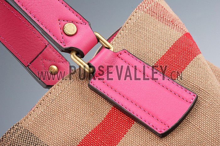 Burberry Medium Canvas Check Tote Bag Pink 607804