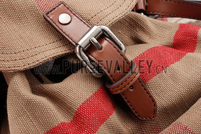 Burberry Large Canvas Check Backpack Brown 607805