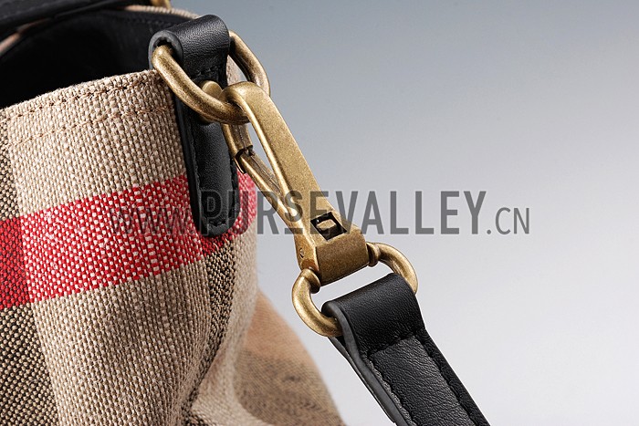 Burberry Large Canvas Check Tote Bag Black 607813