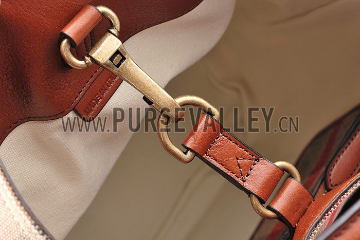 Burberry Medium Canvas Check Hobo Bag Brown 607817