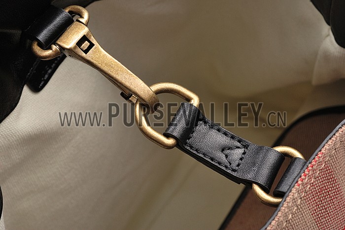 Burberry Medium Canvas Check Hobo Bag Black 607819