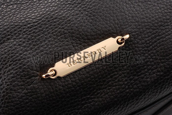 Burberry Small Leather and House Check Tote Bag Black 607825