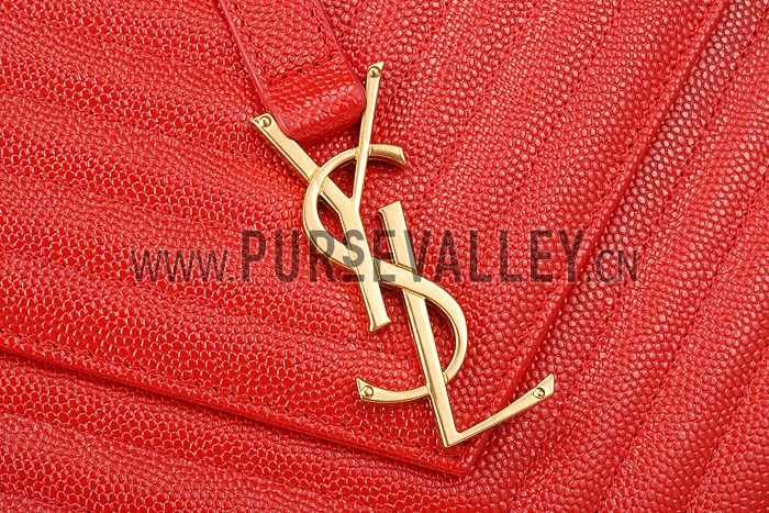 Saint Laurent Classic Monogram Satchel Red 607884