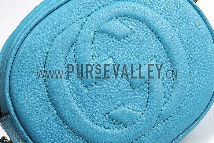 Gucci Soho Leather Mini Chain Bag Teal 607945