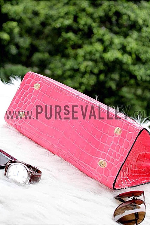 Hermes Kelly 28 Crocodile Leather Pink 608149