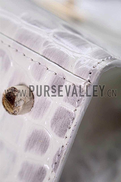 Hermes Kelly 28 Crocodile Leather White 608152