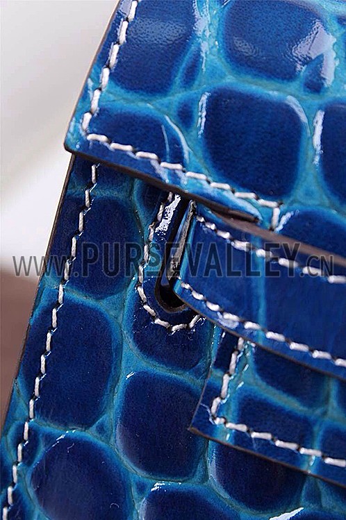 Hermes Kelly Longue Clutch Crocodile Leather Blue Electric 608167