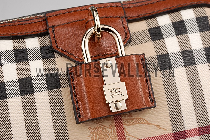 Burberry Haymarket Check Crossbody Bag Tan 608262