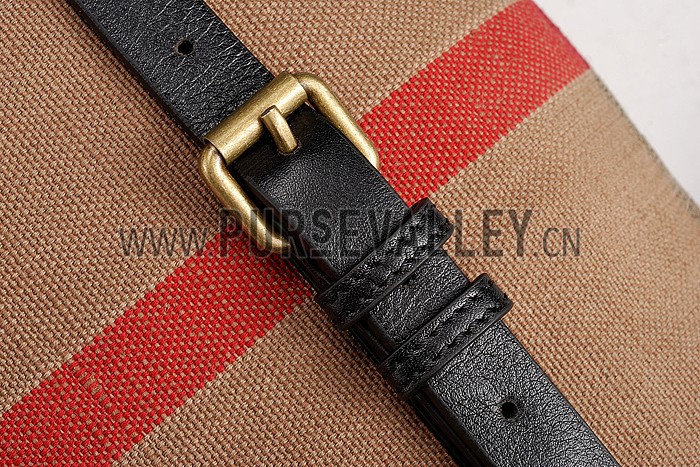 Burberry Man Canvas Check Backpack Saddle Black 608274