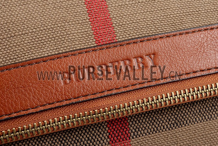 Burberry Canvas Check Foldover Crossbody Bag Saddle Brown 608275