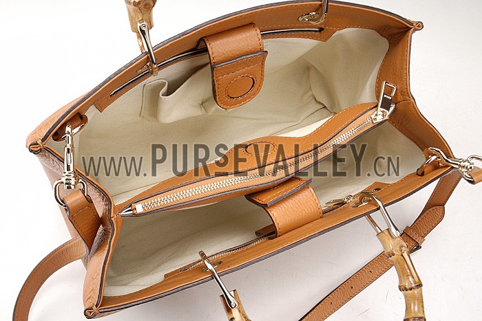 Gucci Bamboo Shopper Leather Small Tote Tan 607319