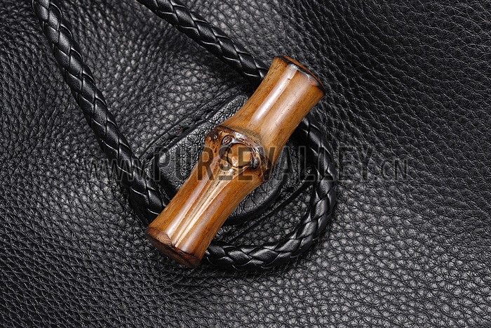 Gucci Hip Bamboo Leather Tote Black 607331