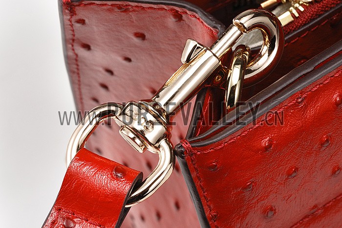 Gucci Red Ostrich Leather Work Bag 607335