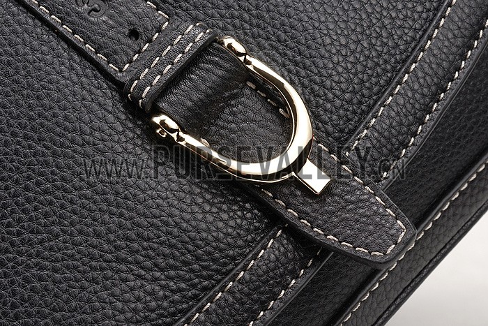 Gucci Medium Horsebit Black Leather Flap Bag 607336