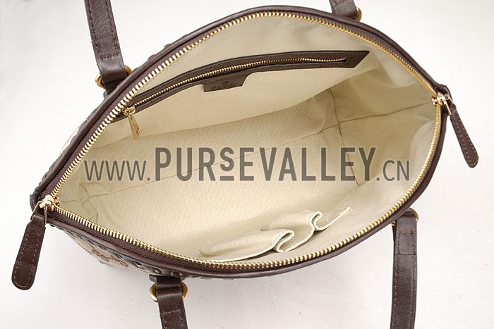 Gucci Laidback Crafty GG Canvas Top Handle Bag Brown 607347