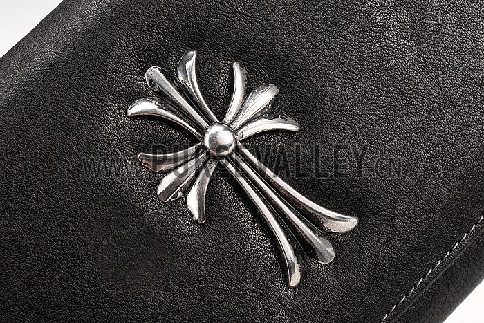 Chrome Hearts Black Leather Long Zip Wallet 607430