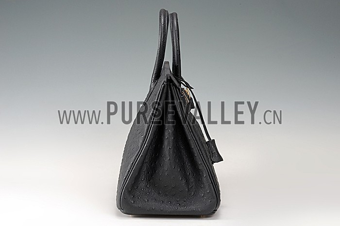 Hermes Birkin 35 Black Ostrich Leather 607482