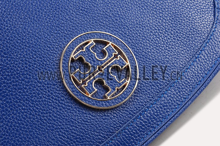 Tory Burch Amanda Logo Clutch Dark Blue 607611