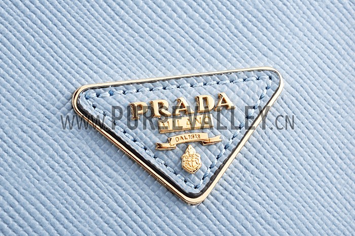 Prada Saffiano Double Tote Light Blue