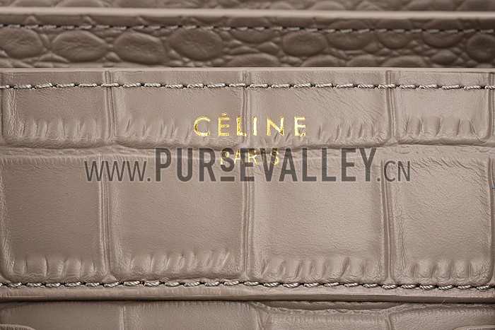 Celine Micro Luggage Crocodile Grey