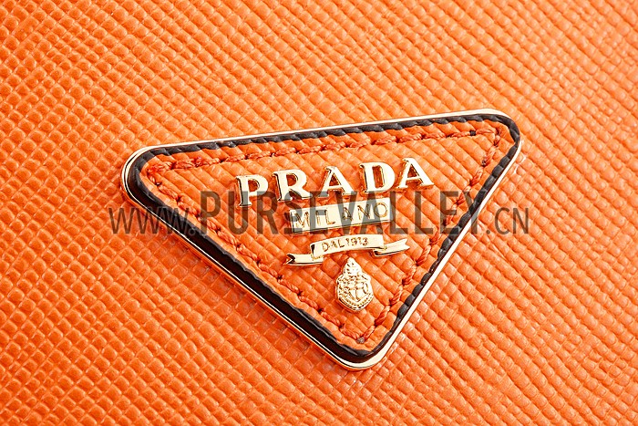 Prada Saffiano Double Tote Orange