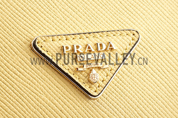 Prada Saffiano Double Tote Yellow