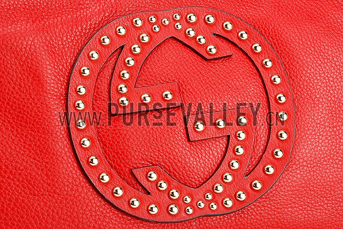Gucci Soho Studded Shoulder Bag Light Red