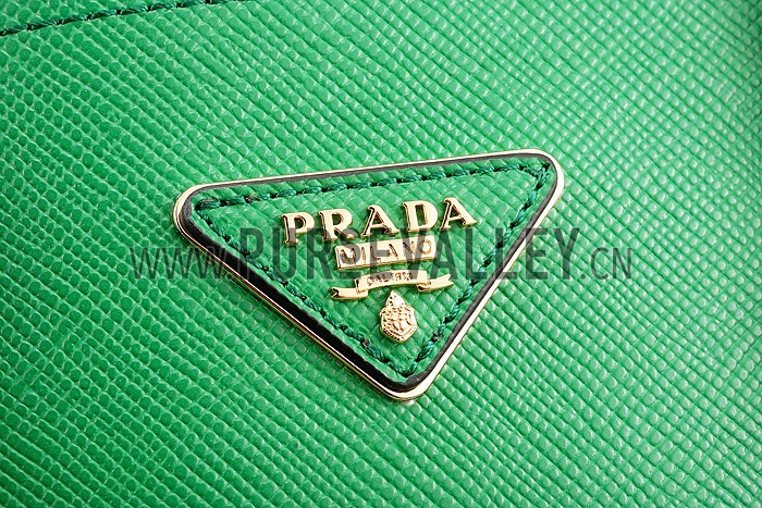 Prada Saffiano Double Tote Green