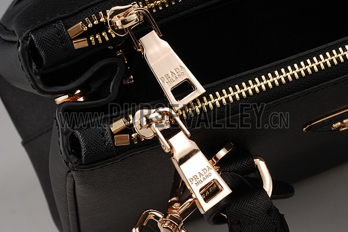 Prada Saffiano Mini Double Zip Tote Black