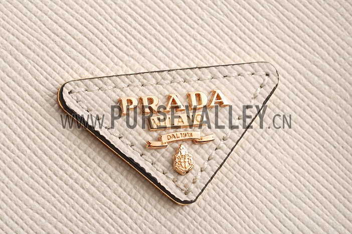 Prada Saffiano Double Tote White