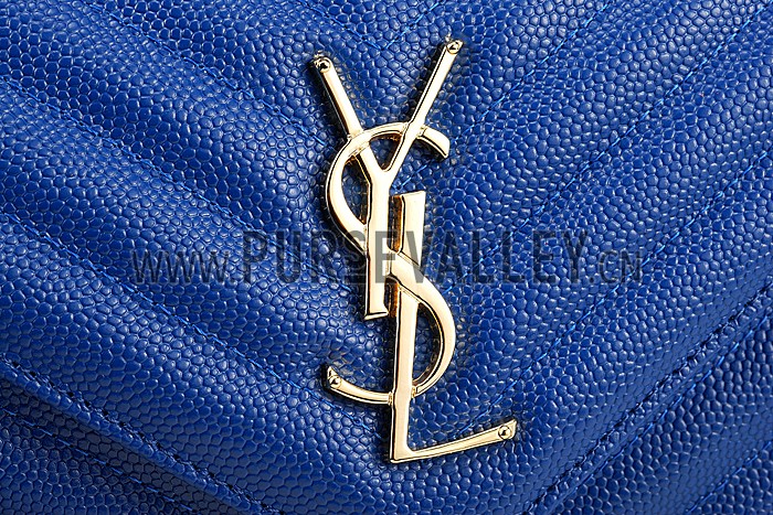 Saint Laurent Monogram Wallet On Chain Blue