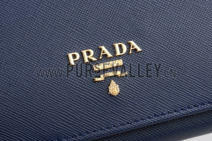 Prada Saffiano Leather Dark Blue Wallet