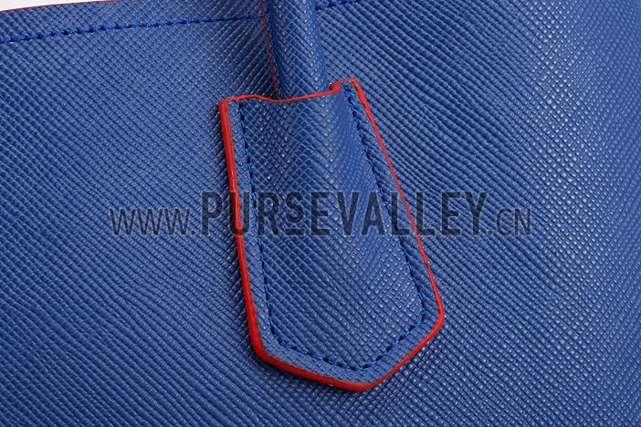 Prada Saffiano Double Tote Blue