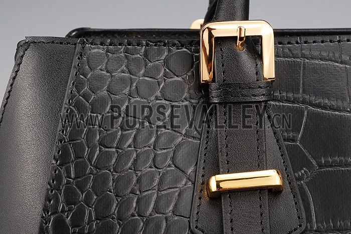Prada Crocodile Leather Shoulder Bag Black