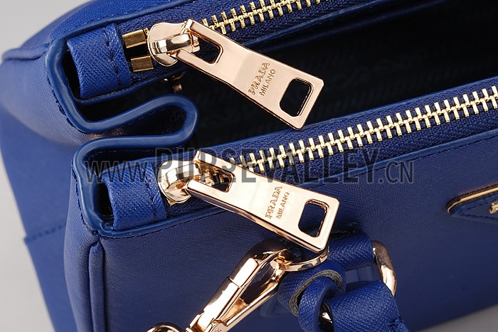 Prada Saffiano Small Leather Blue Bag