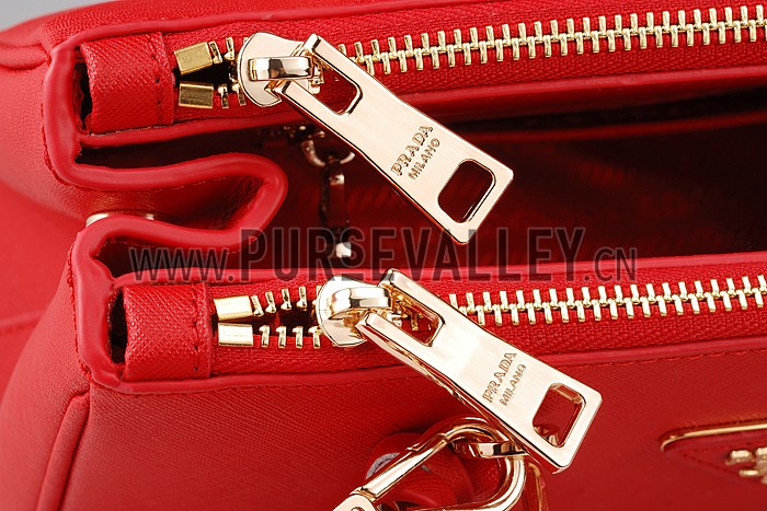 Prada Saffiano Small Crocodile Leather Black And Red Bag