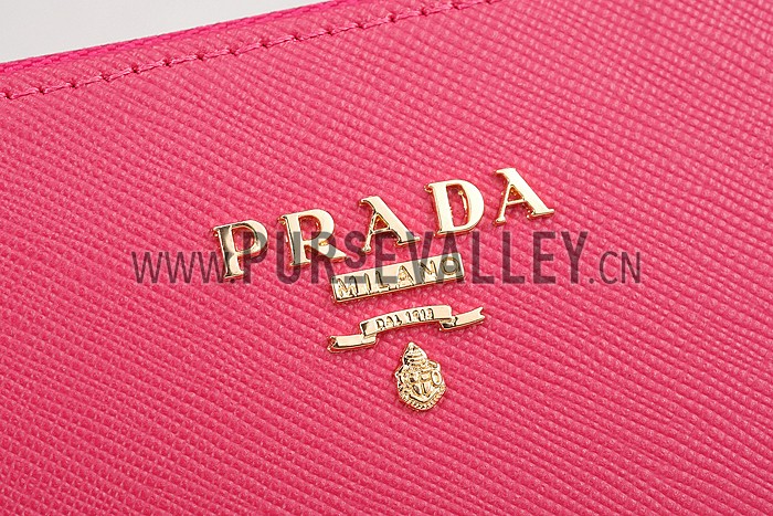 Prada Saffiano Leather Zip Around Rose Wallet