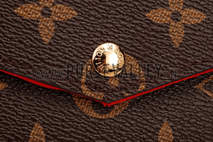 Louis Vuitton Monogram Felicie Chain Wallet Red 18926650