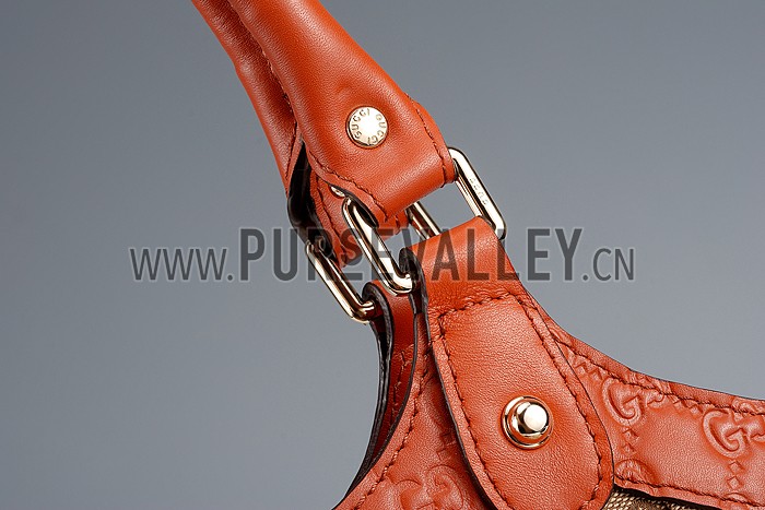 Gucci Sukey Large Tote Orange Trim Beige Fabric