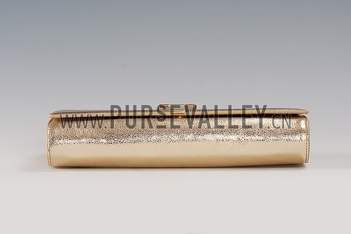 YSL Classic Y Clutch Gold Leather 608317