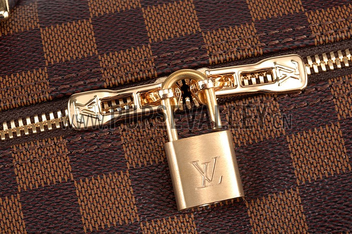 Louis Vuitton Damier Ebene Speedy 25 Bag With Chain Shoulder Strap