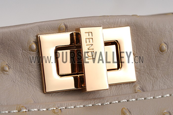 Fendi Peekaboo Mini Ostrich Leather Grey Bag