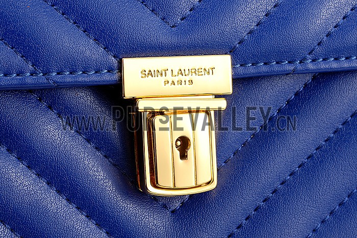 Saint Laurent High School Matelasse Medium Bag Blue