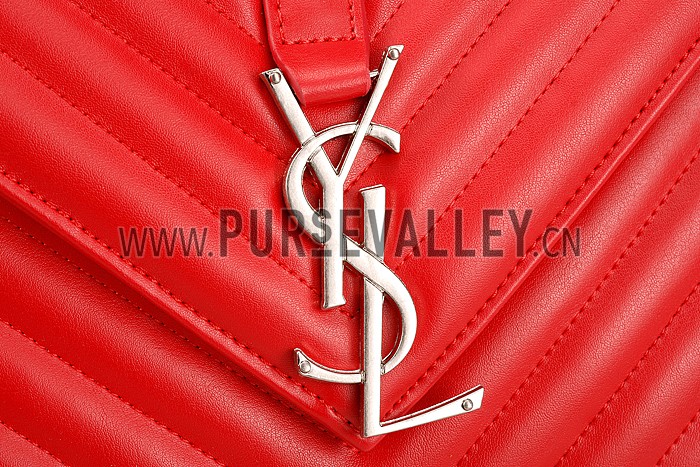 Saint Laurent College Matelasse Large Bag Red