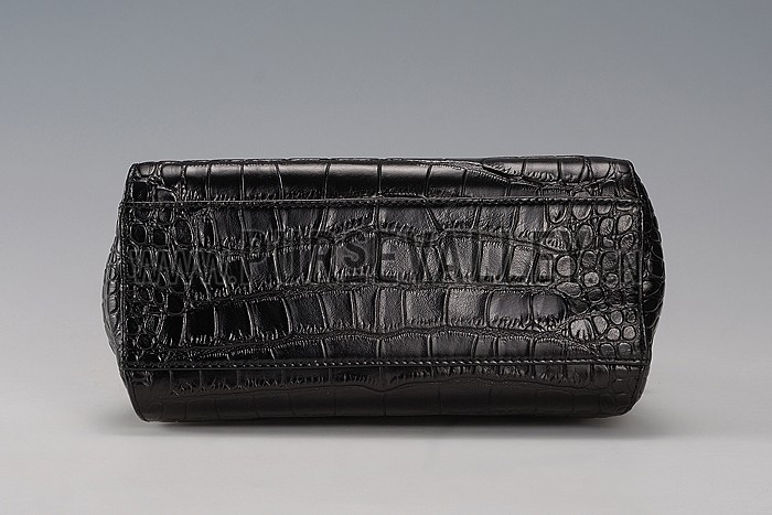 Fendi Mini Peekaboo Black Croc Leather Bag 608294