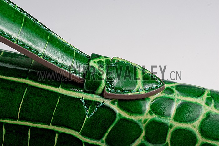 Hermes Kelly Longue Clutch Crocodile Leather Green 608168